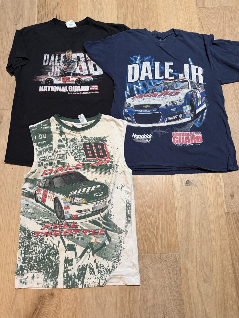 Lot 3 Vintage Dale Earnhardt Jr #88 All Over Print T-Shirt Cutoff L Y2K NASCAR